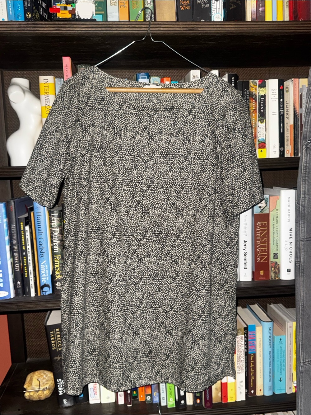 Eileen Fisher Black and White Patterned Tunic Top